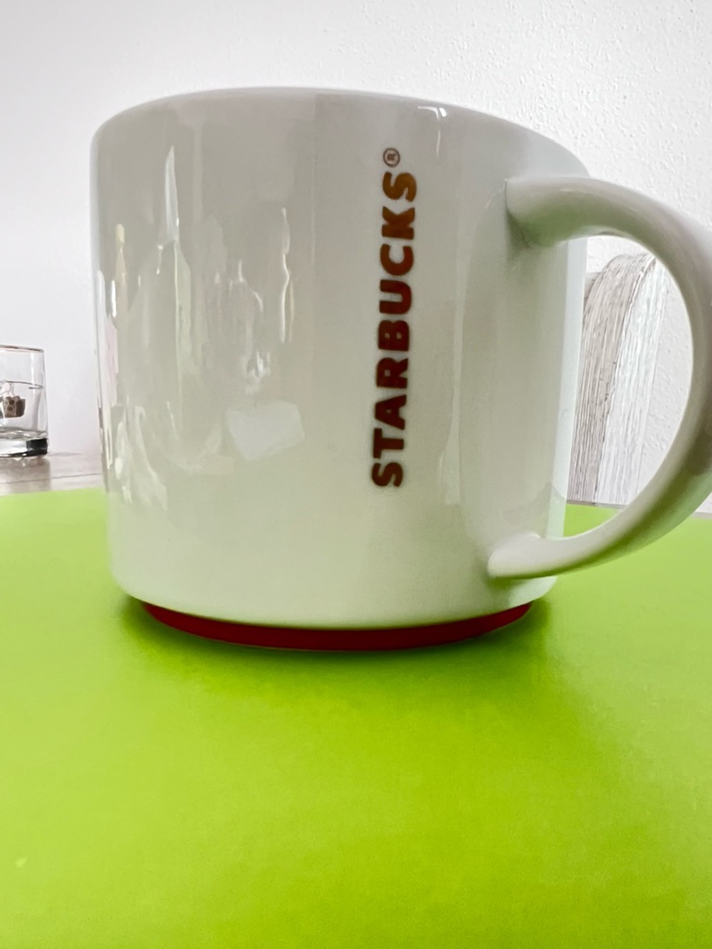 Starbucks White Mug with Red Accent